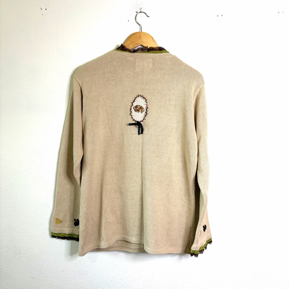 Storybook Knits dog lover my best friend vintage Cardigan Cottagecore sweater - Picture 8 of 10